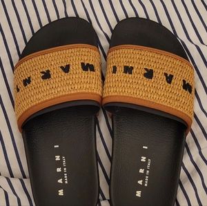 MARNI Beige Embroidered Sandals